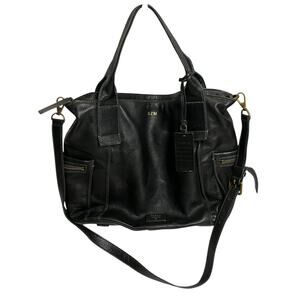 Fossil Emerson Black Pebbled Leather Tote Shoulder Bag